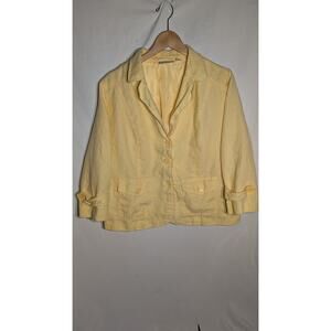 Studio Works Womens Linen Blazer Sz XL‎ Butter Yellow Coastal Resort Beach